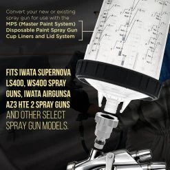 Master Pro Master Paint System MPS Spray Gun Cup Adapter 840 - Converts Iwata Supernova LS400, WS400 Spray Guns For Use With MPS Disposable Spray Gun Cup System