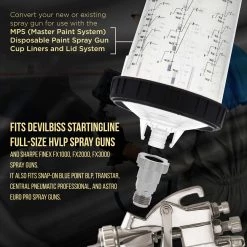 Master Pro Master Paint System MPS Spray Gun Cup Adapter 844 - Converts Devilbiss Startingline, Sharpe Finex Spray Guns For Use With MPS Disposable Cup System Adapters 8 Master Pro Master Paint System MPS Spray Gun Cup Adapter 844 - Converts Devilbiss Startingline, Sharpe Finex Spray Guns For Use With MPS Disposable Cup System Adapters