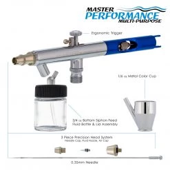 Master Airbrush Siphon Feed Airbrushes Master Performance S58 Multi-Purpose Precision Dual-Action Siphon Feed Airbrush, 0.35 Mm Tip, 3/4 Oz Bottle, 1/6 Oz Color Cup, Cutaway Handle
