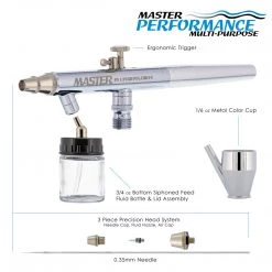 Master Airbrush Master Performance S68 Multi-Purpose Precision Dual-Action Siphon Feed Airbrush, 0.35 Mm Tip, 3/4 Oz Bottle