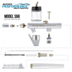 Master Airbrush Master Performance S68 Multi-Purpose Precision Dual-Action Siphon Feed Airbrush, 0.35 Mm Tip, 3/4 Oz Bottle