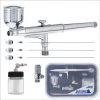 Master Airbrush Side Feed Airbrushes SB844 Pro Set Multi-Purpose Dual-Action Side Feed Airbrush With 3 Nozzle Sets (0.2, 0.3 & 0.5mm), Side & Siphon Cups