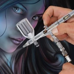Master Airbrush SB86 High Precision Detail Control Dual-Action Side Feed Airbrush Set Kit With A 0.2mm Fluid Tip, 1/2 Oz. Gravity Cup Side Feed Airbrushes