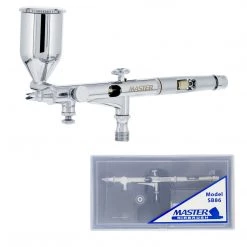 Master Airbrush SB86 High Precision Detail Control Dual-Action Side Feed Airbrush Set Kit With A 0.2mm Fluid Tip, 1/2 Oz. Gravity Cup Side Feed Airbrushes