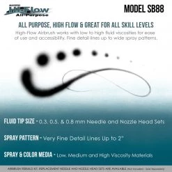 Master Airbrush SB88 Pro Set Dual-Action Side Feed Airbrush Kit With 3 Nozzle Sets (0.3, 0.5 & 0.8mm) Needles, Fluid Tips And Air Caps), 1/2 Oz. Gravity Cup, Guide Side Feed Airbrushes 11 Master Airbrush SB88 Pro Set Dual-Action Side Feed Airbrush Kit With 3 Nozzle Sets (0.3, 0.5 & 0.8mm) Needles, Fluid Tips And Air Caps), 1/2 Oz. Gravity Cup, Guide Side Feed Airbrushes