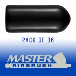 Master Airbrush Airbrush Cups & Jars Siphon Bottle Jar Adapter Cap Covers (Pack Of 36) - Black Plastic Plugs, Prevent Paint Spills