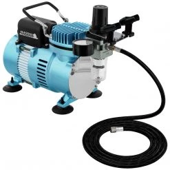 Master Airbrush 1/5 HP Cool Runner II Dual Fan Air Compressor Kit Model TC-320 - Professional Single-Piston With 2 Cooling Fans, Regulator Water Trap, Holder
