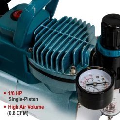 Master Airbrush TC-40 - Cool Runner Professional High Performance Single-Piston Airbrush Air Compressor With 2 Holders, Regulator, Gauge, Water Trap Filter & Air Hose