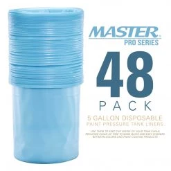 Master Pro 5 Gallon Paint Pressure Pot Tank Liners, Pack Of 48 - Disposable Liners That Fit Most 5 Gallon Tanks, TCP Global Models - Pail Bucket Liner