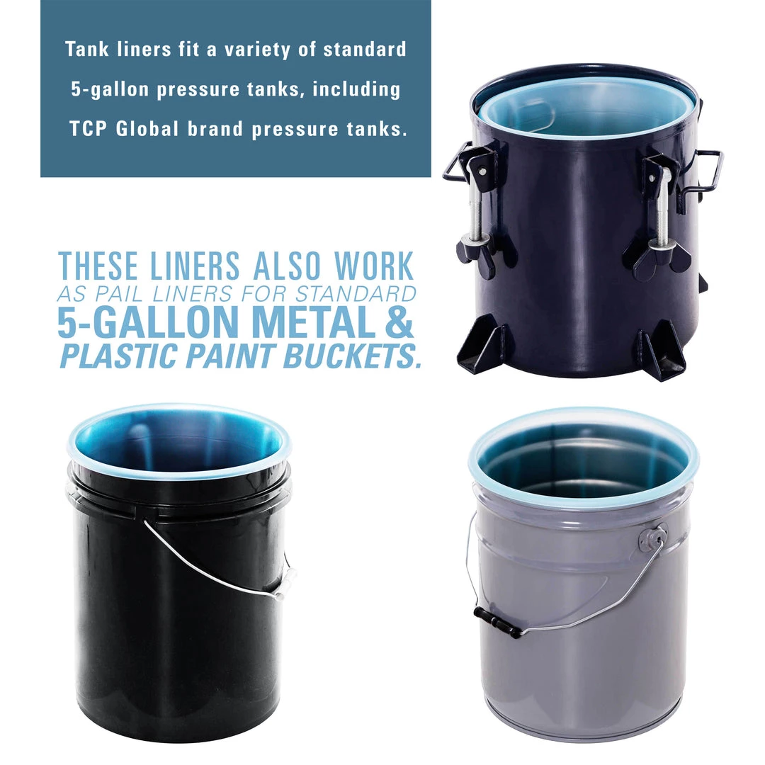 Master Pro 5 Gallon Paint Pressure Pot Tank Liners, Pack Of 48 - Disposable Liners That Fit Most 5 Gallon Tanks, TCP Global Models - Pail Bucket Liner 5 Master Pro 5 Gallon Paint Pressure Pot Tank Liners, Pack Of 48 - Disposable Liners That Fit Most 5 Gallon Tanks, TCP Global Models - Pail Bucket Liner