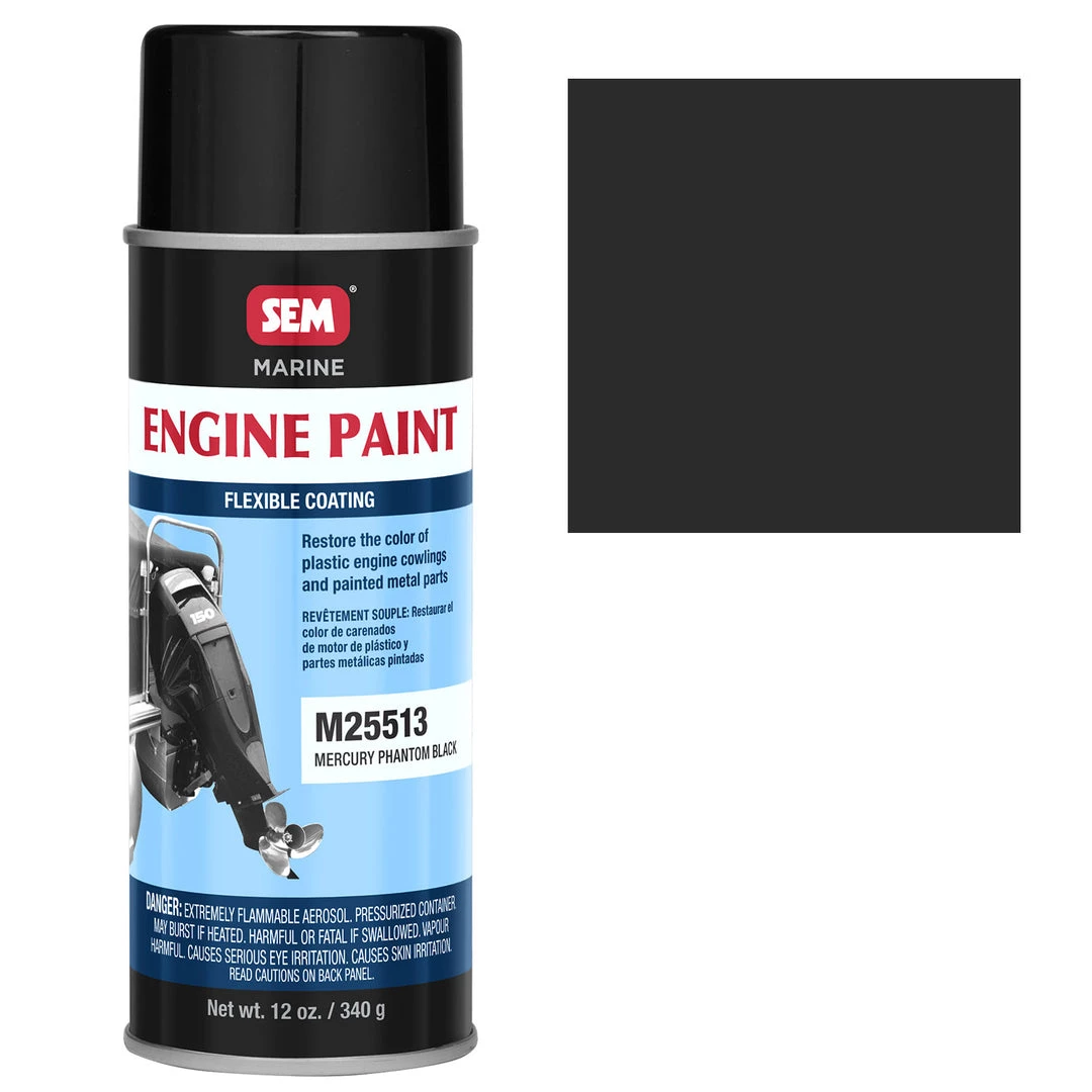 SEM Marine Vinyl Marine Engine Cowling Coating, Mercury Phantom Black, 12 Oz. Aerosol 3 SEM Marine Vinyl Marine Engine Cowling Coating, Mercury Phantom Black, 12 Oz. Aerosol