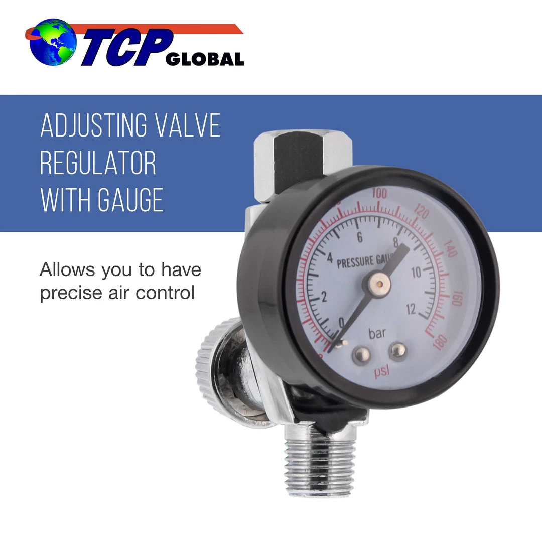 TCP Global Air Adjusting Valve Regulator With Glass Gauge 4 TCP Global Air Adjusting Valve Regulator With Glass Gauge