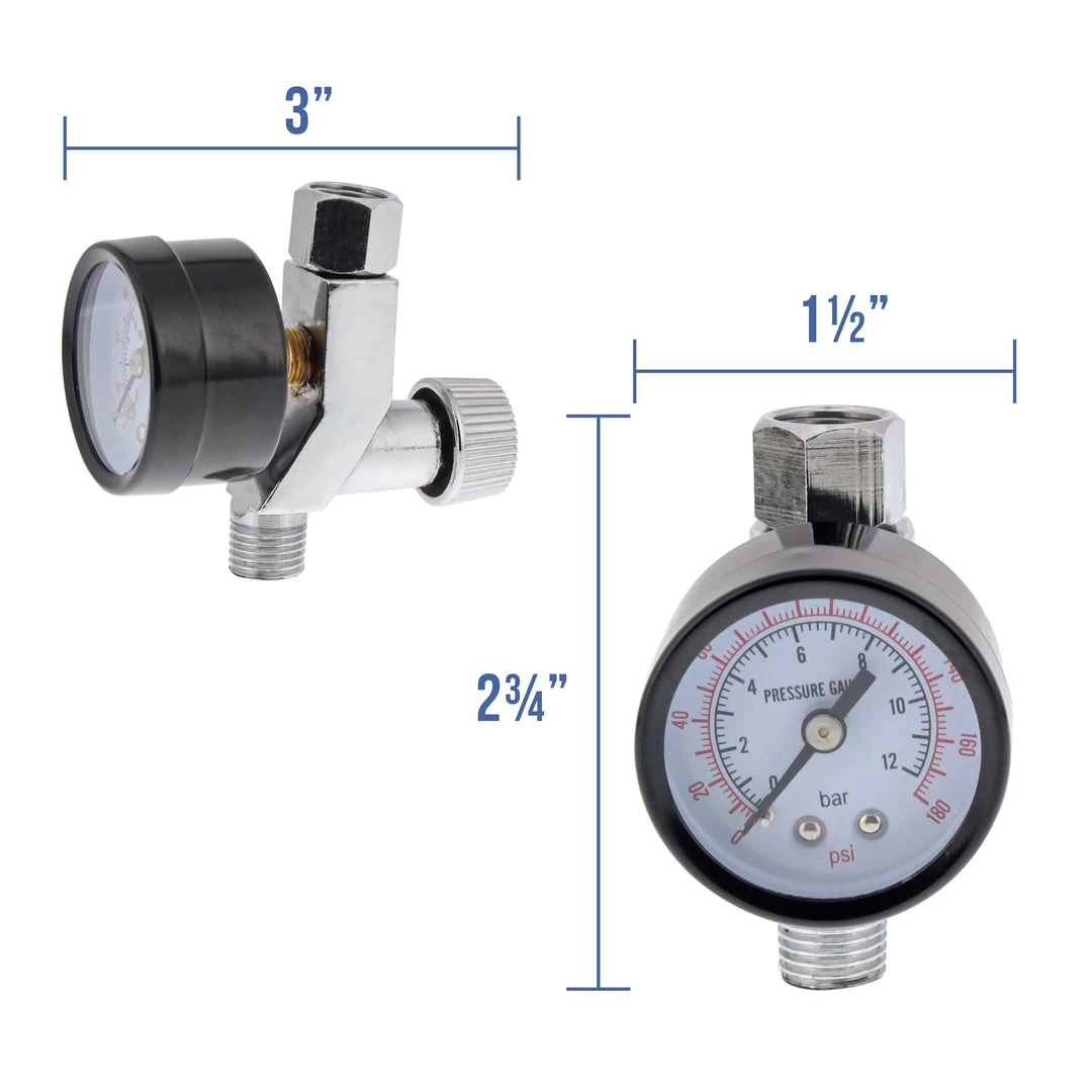 TCP Global Air Adjusting Valve Regulator With Glass Gauge 6 TCP Global Air Adjusting Valve Regulator With Glass Gauge