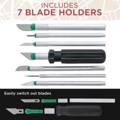 TCP Global 48 Piece Precision Hobby Knife Set With 7 Knife Handles, 40 Precision Blades And Case Razor Blades & Cut Knives