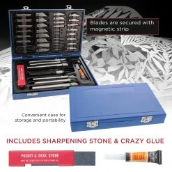 TCP Global 48 Piece Precision Hobby Knife Set With 7 Knife Handles, 40 Precision Blades And Case Razor Blades & Cut Knives