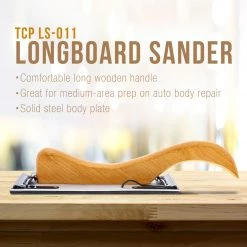 TCP Global Body Filler Tools Wooden Handle Longboard Sander For PSA Sandpaper 10-3/4" X 2-3/4"