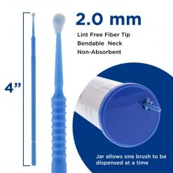 TCP Global Eyelash Extension Micro Brushes, 100 Medium 2.0 Mm Tip Size Blue Disposable Brush Applicators - Apply Makeup, Paint Touch Up