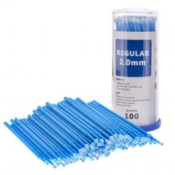 TCP Global Eyelash Extension Micro Brushes, 100 Medium 2.0 Mm Tip Size Blue Disposable Brush Applicators - Apply Makeup, Paint Touch Up