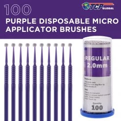 TCP Global Eyelash Extension Micro Brushes, 100 Medium 2.0 Mm Tip Size Purple Disposable Brush Applicators - Apply Makeup, Paint Touch Up