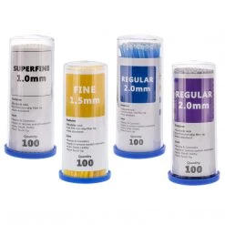 TCP Global 400 Eyelash Extension Micro Brushes - Brush Applicator Tip Sizes 1.0 Mm Superfine White, 1.5 Mm Fine Yellow, 2.0 Mm Medium Blue & Purple