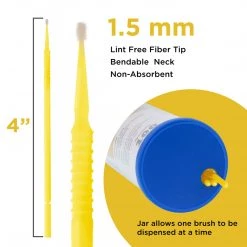 TCP Global Paint Touch Up Micro Brushes, 100 Fine 1.5 Mm Tip Size Yellow Brush Applicators - Auto Body Shop, Auto Car Detailing, Hobby