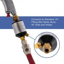 Air Control & Filtration TCP Global Mini In-Line Air Filter, Oil And Water Separator - Aluminum Body With Drain Valve, Water Trap, Air Dryer, Remove Moisture Dirt, Hose, Tools