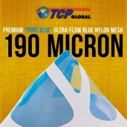 TCP Global 250 Pack Of Paint Strainers With Fine 190 Micron Filter Tips - Premium "PURE BLUE" Ultra-Flow Blue Nylon Mesh