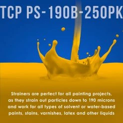 TCP Global 250 Pack Of Paint Strainers With Fine 190 Micron Filter Tips - Premium