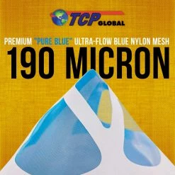 TCP Global 50 Pack Of Paint Strainers With Fine 190 Micron Filter Tips - Premium "PURE BLUE" Ultra-Flow Blue Nylon Mesh