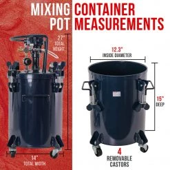 TCP Global Commercial 8 Gallon (30 Liters) Spray Paint Pressure Pot Tank With Air Powered Mixing Agitator Pressure Pots