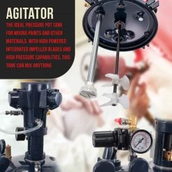 TCP Global Commercial 8 Gallon (30 Liters) Spray Paint Pressure Pot Tank With Air Powered Mixing Agitator Pressure Pots