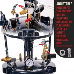TCP Global Commercial 8 Gallon (30 Liters) Spray Paint Pressure Pot Tank With Air Powered Mixing Agitator Pressure Pots