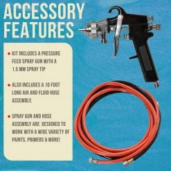 TCP Global Pressure Pots Commercial 2-1/2 Gallon Paint Pressure Tank With Spray Gun And 10' Air And Fluid Hose Assembly