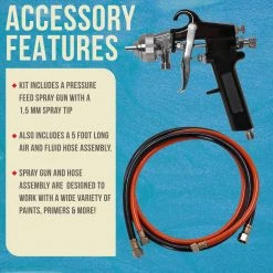 TCP Global 2 Quart Paint Pressure Pot With Spray Gun And 5' Air And Fluid Hose Assembly