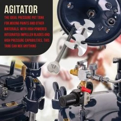 TCP Global Pressure Pots Commercial 10 Gallon (40 Liters) Spray Paint Pressure Pot Tank With Air Powered Mixing Agitator