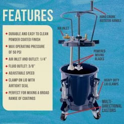 TCP Global Pressure Pots Commercial 2.5 Gallon (10 Liters) Spray Paint Pressure Pot Tank With Manual Mixing Agitator 10 TCP Global Pressure Pots Commercial 2.5 Gallon (10 Liters) Spray Paint Pressure Pot Tank With Manual Mixing Agitator