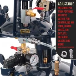 TCP Global Commercial 2.5 Gallon (10 Liters) Spray Paint Pressure Pot Tank With Air Powered Mixing Agitator