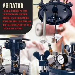 TCP Global Commercial 5 Gallon (20 Liters) Spray Paint Pressure Pot Tank With Air Powered Mixing Agitator 12 TCP Global Commercial 5 Gallon (20 Liters) Spray Paint Pressure Pot Tank With Air Powered Mixing Agitator
