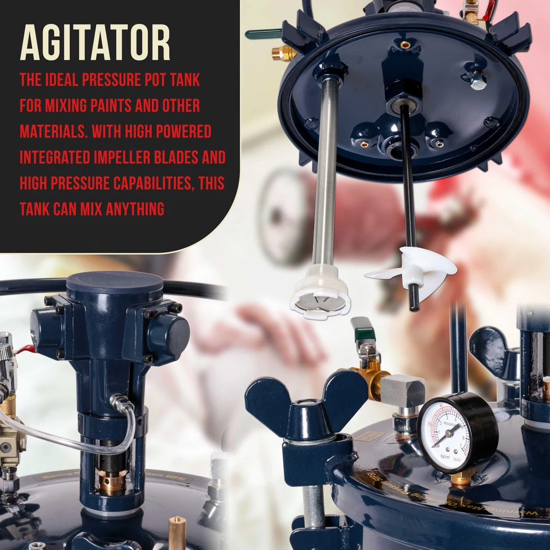 TCP Global Commercial 5 Gallon (20 Liters) Spray Paint Pressure Pot Tank With Air Powered Mixing Agitator 7 TCP Global Commercial 5 Gallon (20 Liters) Spray Paint Pressure Pot Tank With Air Powered Mixing Agitator