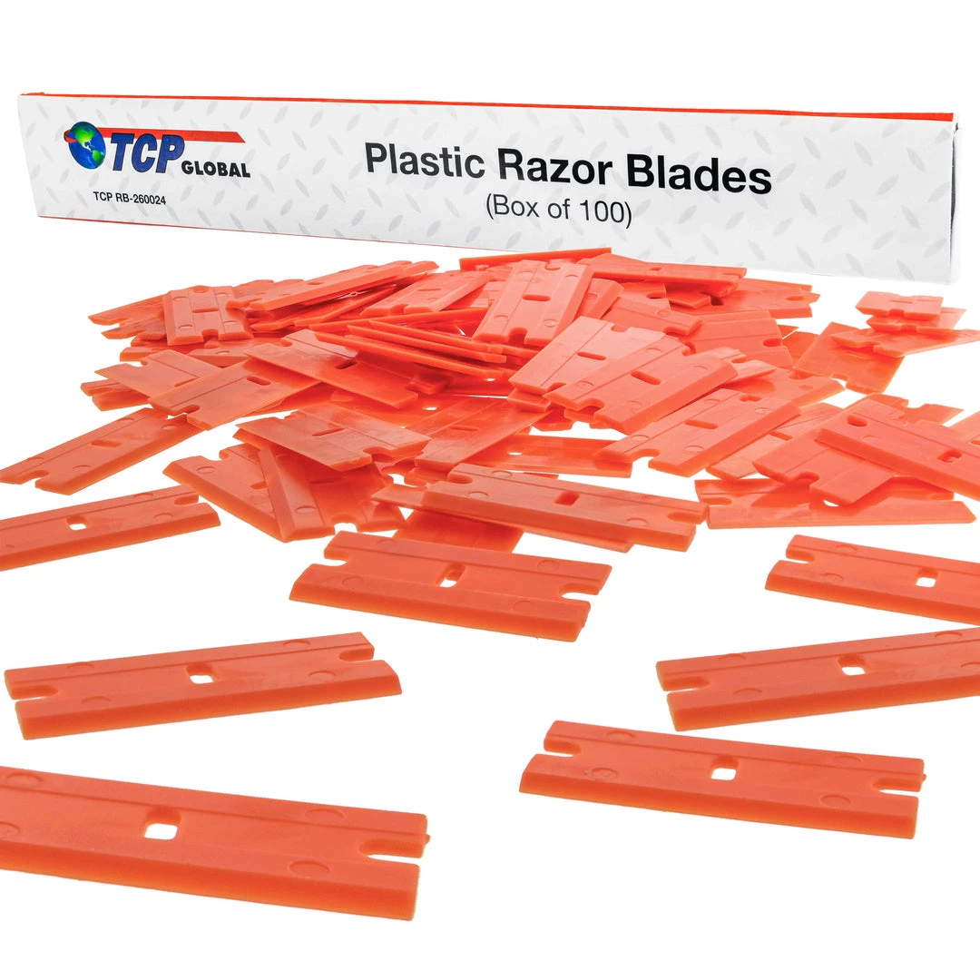 TCP Global Plastic Razor Blade (Box Of 100) Razor Blades & Cut Knives 3 TCP Global Plastic Razor Blade (Box Of 100) Razor Blades & Cut Knives