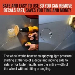 TCP Global Rubber Eraser Wheel With Drill Adapter, Adhesive Remover Tool, Removes Vinyl Decals, Pinstripes Stripes, Stickers, Graphics Removal