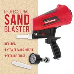 TCP Global Gravity Feed Sand Blaster Gun Kit, Spray Blasting, 2 Ceramic Nozzles Sandblaster & Accessories