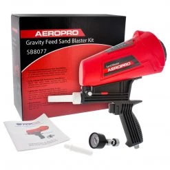 TCP Global Gravity Feed Sand Blaster Gun Kit, Spray Blasting, 2 Ceramic Nozzles Sandblaster & Accessories