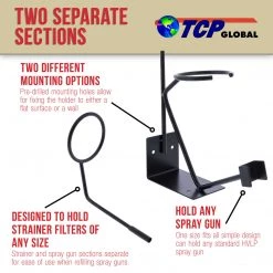 TCP Global Gravity Feed Paint Spray Gun Stand With Strainer Holder HVLP Wall Or Bench Mount (colors May Vary) 8 TCP Global Gravity Feed Paint Spray Gun Stand With Strainer Holder HVLP Wall Or Bench Mount (colors May Vary)