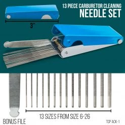 TCP Global Airbrush Cleaning 25 Piece Needle & Brush Cleaning Tool Set Kit For Carburetor, Airbrush, Spray Gun - 18 Wire Needles, 5 Brushes, 1 Sharp Pick - Carb Cabon Jet Cleaner