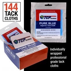 TCP Global Pure Blue Superior Tack Cloths - Tack Rags (Case Of 144) - Automotive Car Painters Grade - Removes Dust, Sanding Particles, Cleans Surfaces