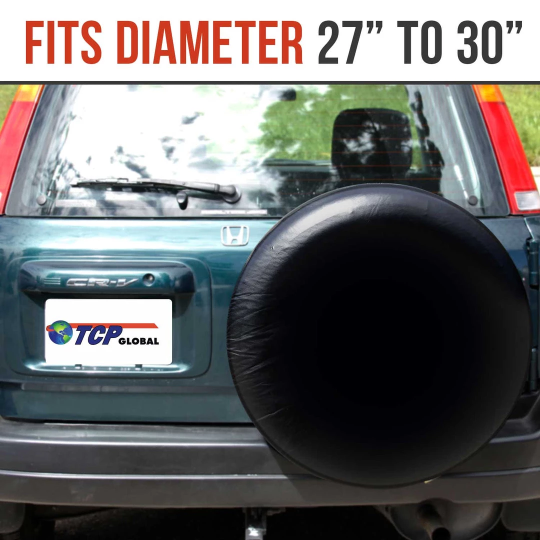 TCP Global 27"-30" Spare Tire Cover For Jeep, Trailer, RV, SUV, Truck Fits Entire Tire, Black Soft Vinyl Wheels & Tires 7 TCP Global 27"-30" Spare Tire Cover For Jeep, Trailer, RV, SUV, Truck Fits Entire Tire, Black Soft Vinyl Wheels & Tires
