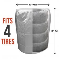 TCP Global Seasonal Tire Storage Bag - Dustproof Protective Polyester Cover With Drawstring - Holds 4 Tires Up To 32" Diameter