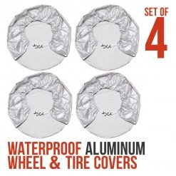 TCP Global Set Of 4 - Waterproof Aluminum Film Tire Protector With Cotton Lining & Straps , Fits Tire Diameters 30" To 32"