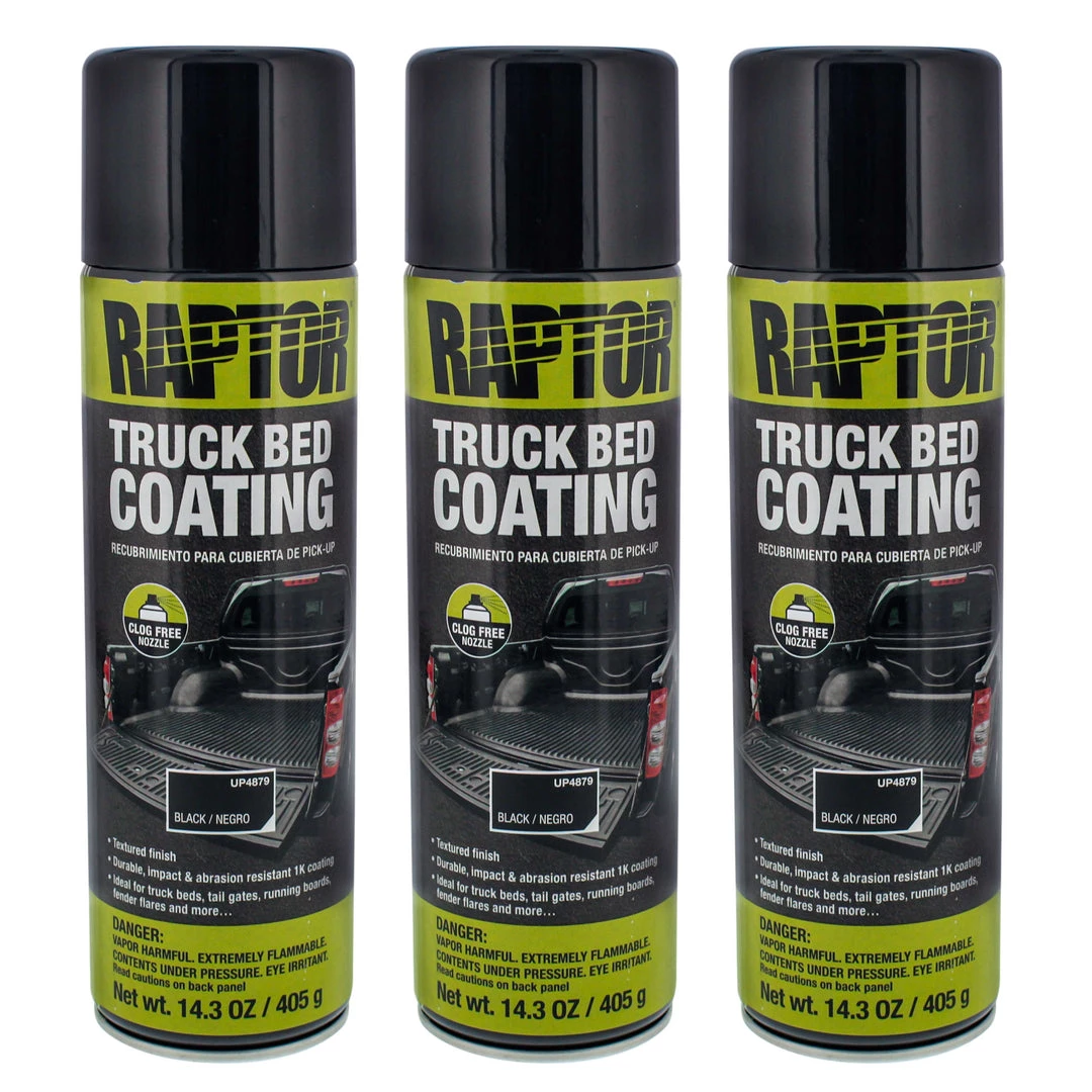 U-Pol Raptor Black Truck Bed Coating 14.3 Ounce Aerosol Can (Pack Of 3) 3 U-Pol Raptor Black Truck Bed Coating 14.3 Ounce Aerosol Can (Pack Of 3)